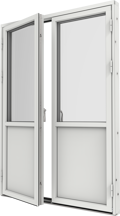 Original Alu 100, altanpardörr med fyllning utsida öppen